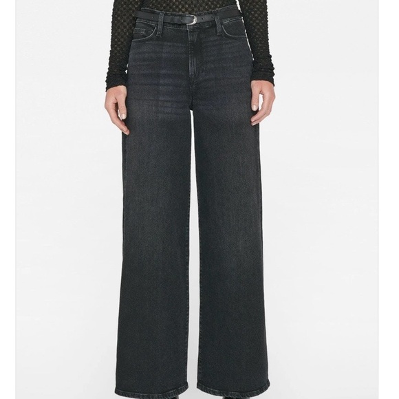 Frame Le Slim Palazzo Wide-Leg Black Jeans Size 28 - Picture 13 of 14